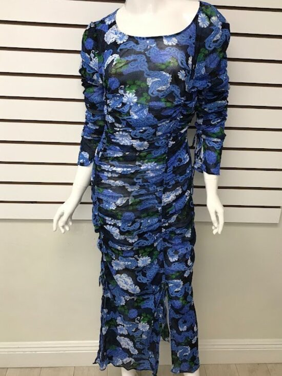Diane Von Furstenberg Dresses & Skirts - NWT Diane Von Furstenberg Corinne Dragon Dance Dress Blue Floral Print XL